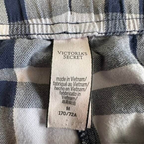 Victoria's Secret - Cozy Flannel Blue White Long Pajama Set Size M - Picture 11 of 13